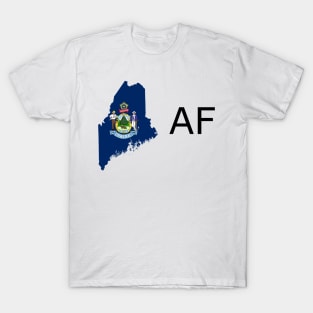 Maine Flag State Outline AF (black) T-Shirt